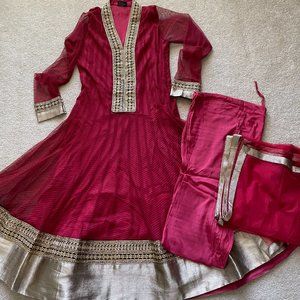Elegant Red and Gold Anarkali